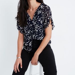 Madewell Memento Ruffle-Sleeve Top,Drifting Petals